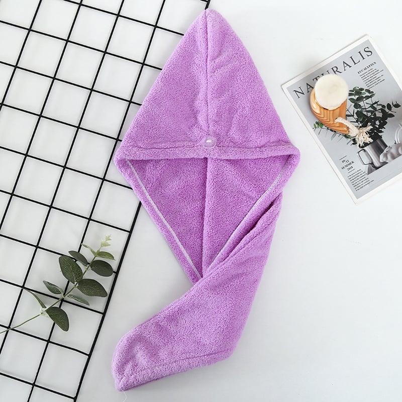 Pălărie de uscare a părului din fleece coral, groasă, foarte absorbantă și uscare rapidă, cusută, personalizare disponibilă, 50–79 g