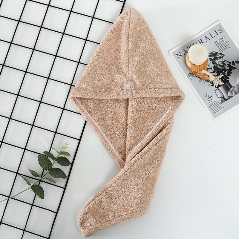 Pălărie de uscare a părului din fleece coral, groasă, foarte absorbantă și uscare rapidă, cusută, personalizare disponibilă, 50–79 g