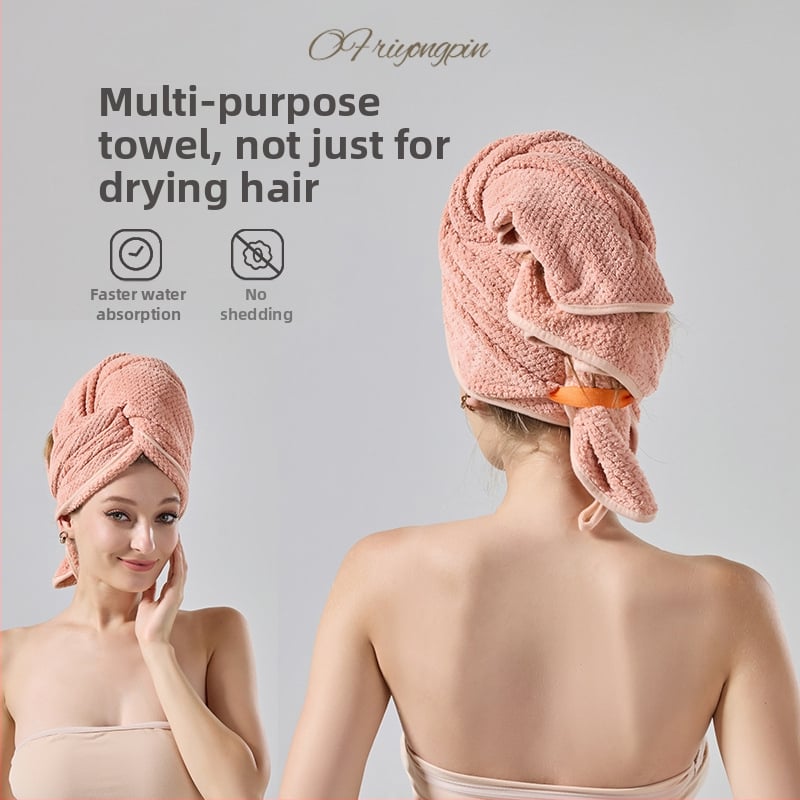 Bonetă pentru uscat părul, din velur coral, țesătură cu model grilă de ananas, 150D fibre, greutate peste 200 g, uscare rapidă și absorbție ridicată.