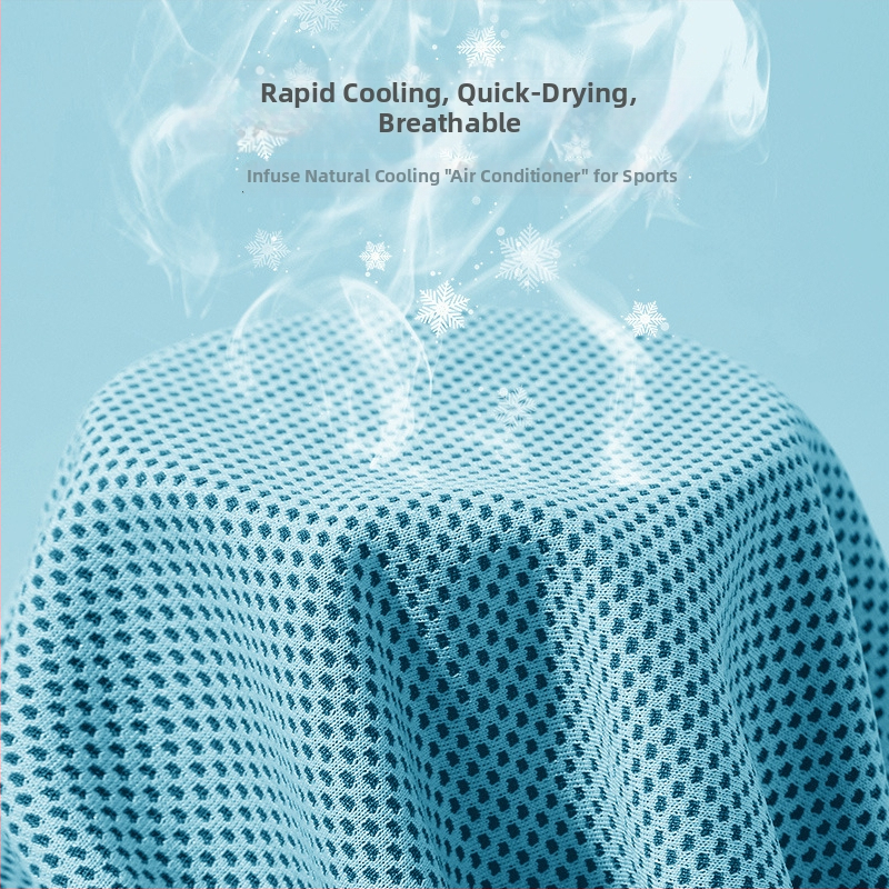 Športová chladiaca uterka: polyester + nylon; mikrovlákna niť; 200d; hmotnosť 50 g; absorpcia 0–5 s