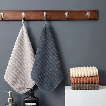 Set de 5 prosoape de mâini din fleece coral, moi, pătrate, pentru bucătărie și baie, cu buclă de agățare, 280 g, margine cusută