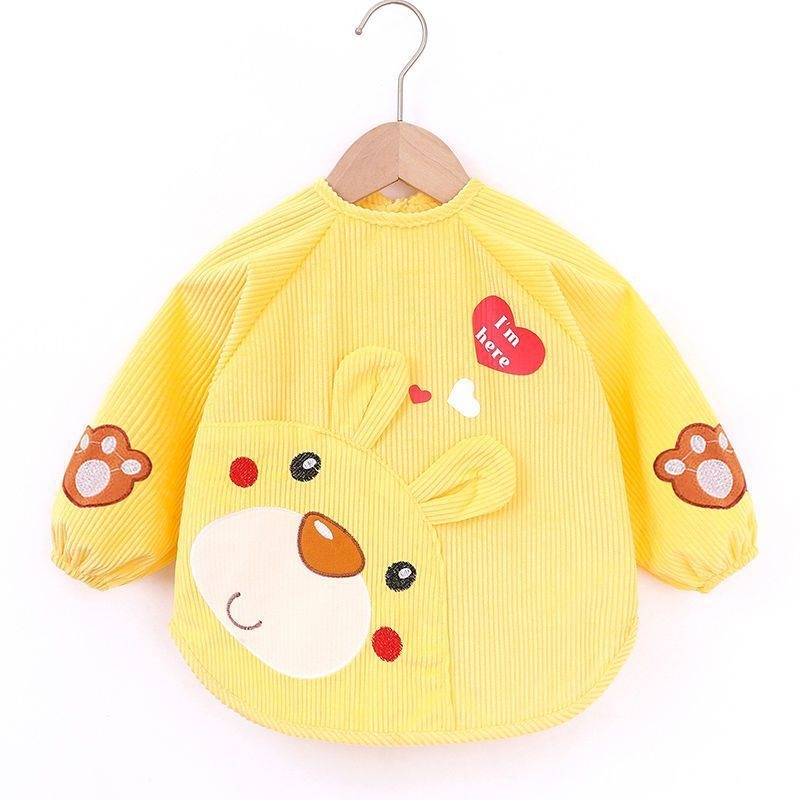 Unisex bērnu garās piedurknes bavete, karikatūru raksts, ūdensnecaurlaidīgs corduroy audums, poliesteres šķiedra