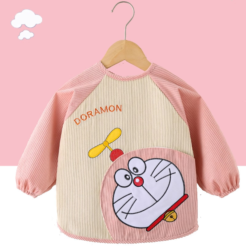 Unisex bērnu garās piedurknes bavete, karikatūru raksts, ūdensnecaurlaidīgs corduroy audums, poliesteres šķiedra