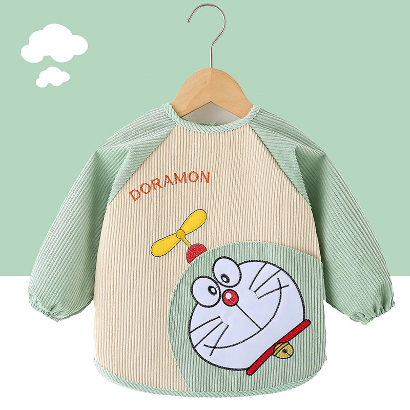 Unisex bērnu garās piedurknes bavete, karikatūru raksts, ūdensnecaurlaidīgs corduroy audums, poliesteres šķiedra