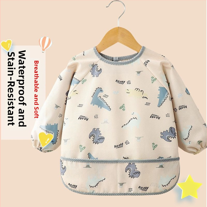 Unisex bērnu garās piedurknes bavete, karikatūru raksts, ūdensnecaurlaidīgs corduroy audums, poliesteres šķiedra