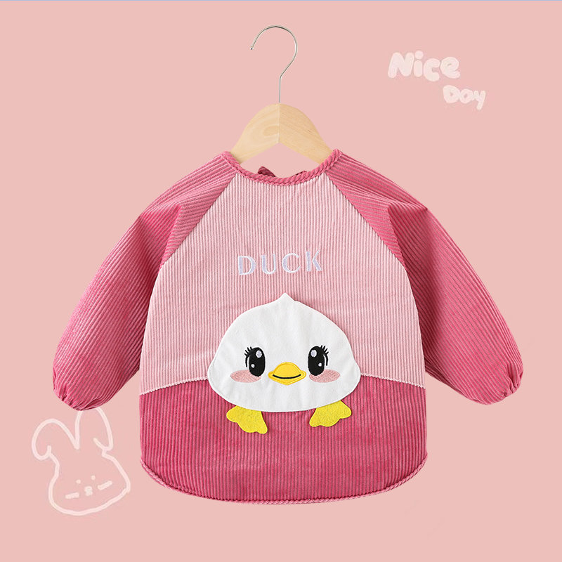 Unisex bērnu garās piedurknes bavete, karikatūru raksts, ūdensnecaurlaidīgs corduroy audums, poliesteres šķiedra