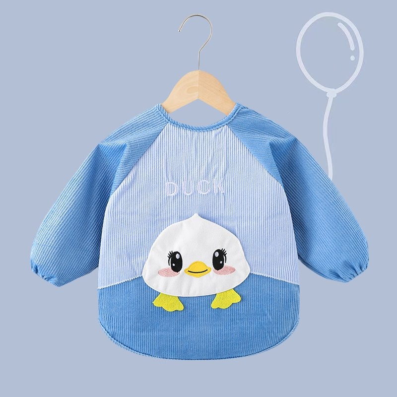 Unisex bērnu garās piedurknes bavete, karikatūru raksts, ūdensnecaurlaidīgs corduroy audums, poliesteres šķiedra