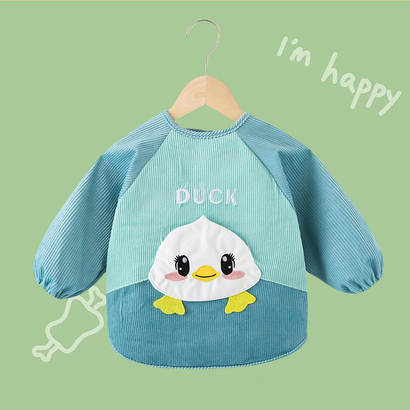 Unisex bērnu garās piedurknes bavete, karikatūru raksts, ūdensnecaurlaidīgs corduroy audums, poliesteres šķiedra