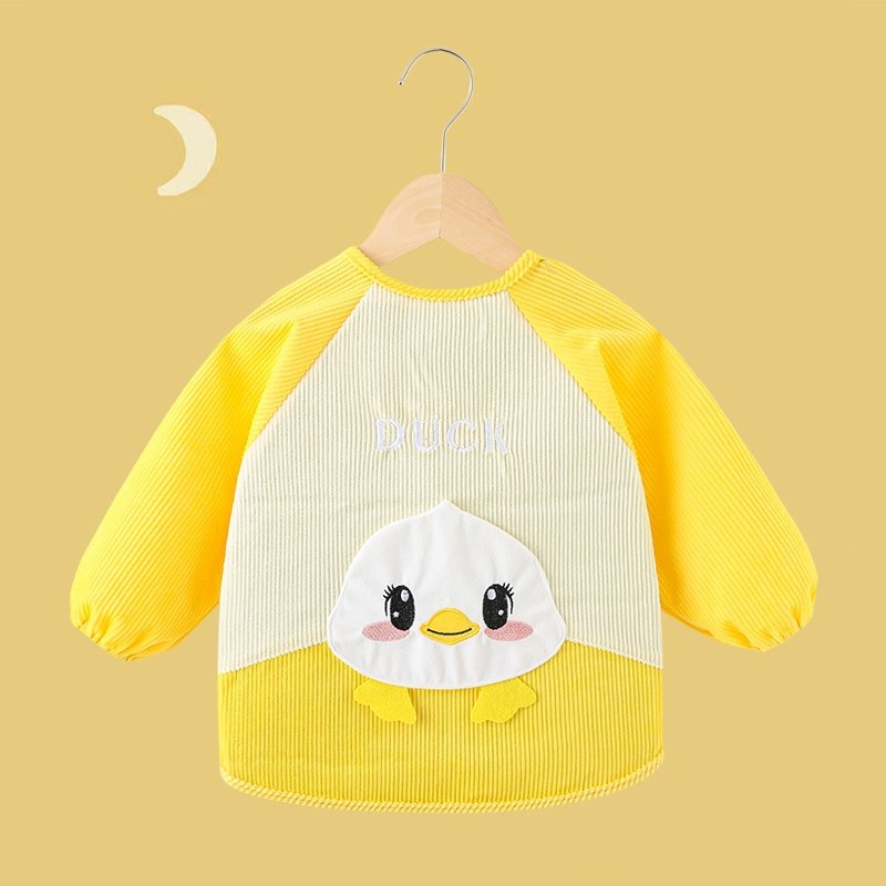 Unisex bērnu garās piedurknes bavete, karikatūru raksts, ūdensnecaurlaidīgs corduroy audums, poliesteres šķiedra