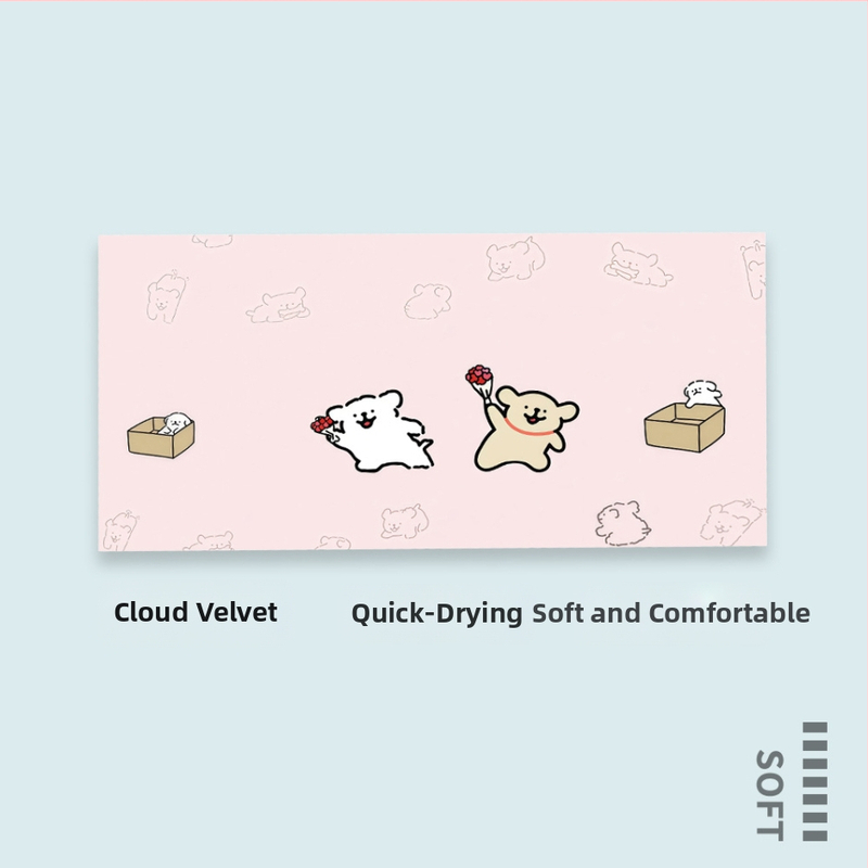 Prosop de microfibră pentru sport, imprimare cu un cățeluș în stil liniar, 200 g+ absorbant