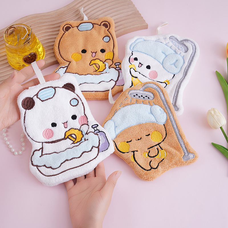 Käterätik vannitoa ja köögi jaoks, rippuv stiil, Coral fleece materjal, tikitud, imav ja kiiresti kuivav, 50–80 g, 150D