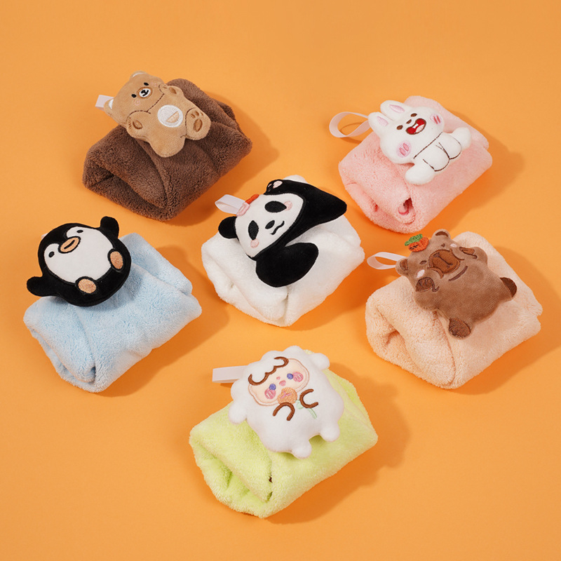 Pooky Bear laste korallfleece käterätik – riputatav, imav käsi-rätik, 30–50 g, kohandatav