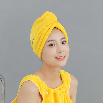 Șapcă pentru păr din fleece coral cu broderie, 150D, 80-99 g