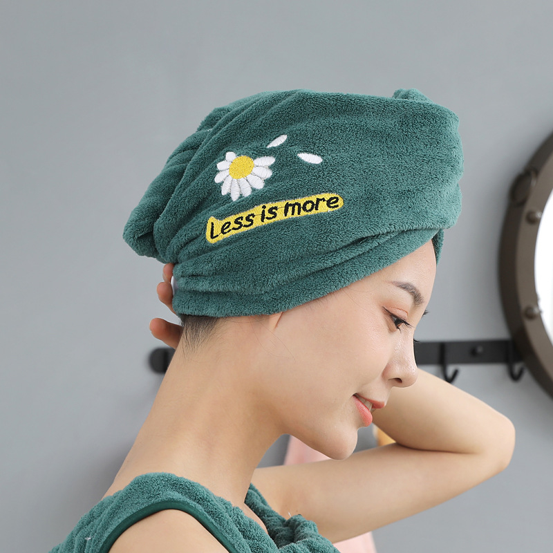 Șapcă pentru păr din fleece coral cu broderie, 150D, 80-99 g