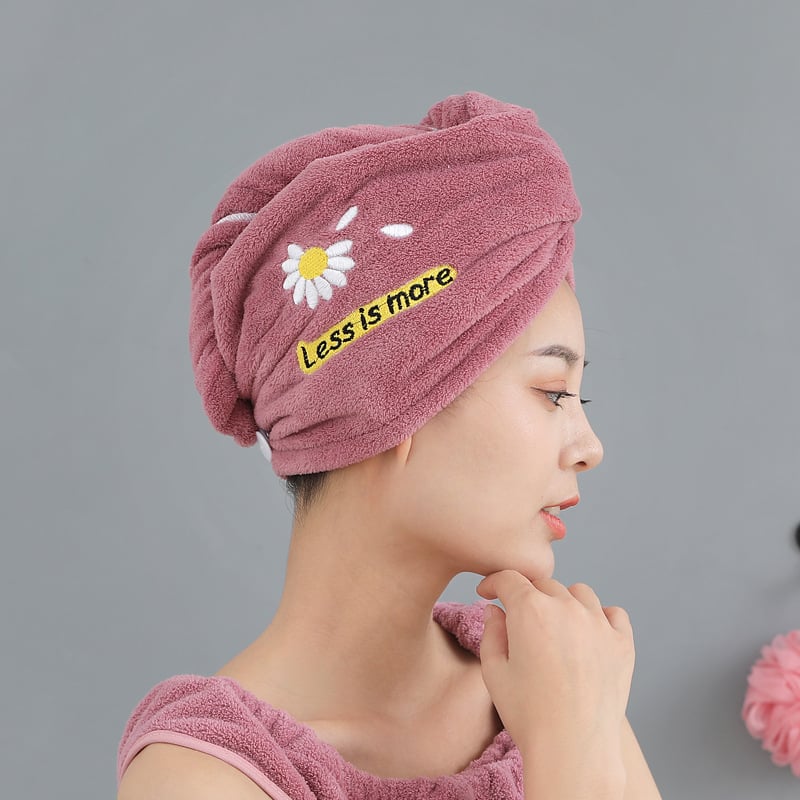 Șapcă pentru păr din fleece coral cu broderie, 150D, 80-99 g