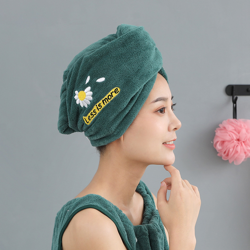 Șapcă pentru păr din fleece coral cu broderie, 150D, 80-99 g