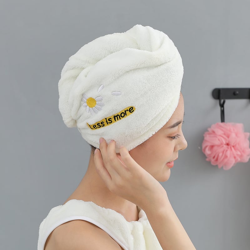 Șapcă pentru păr din fleece coral cu broderie, 150D, 80-99 g