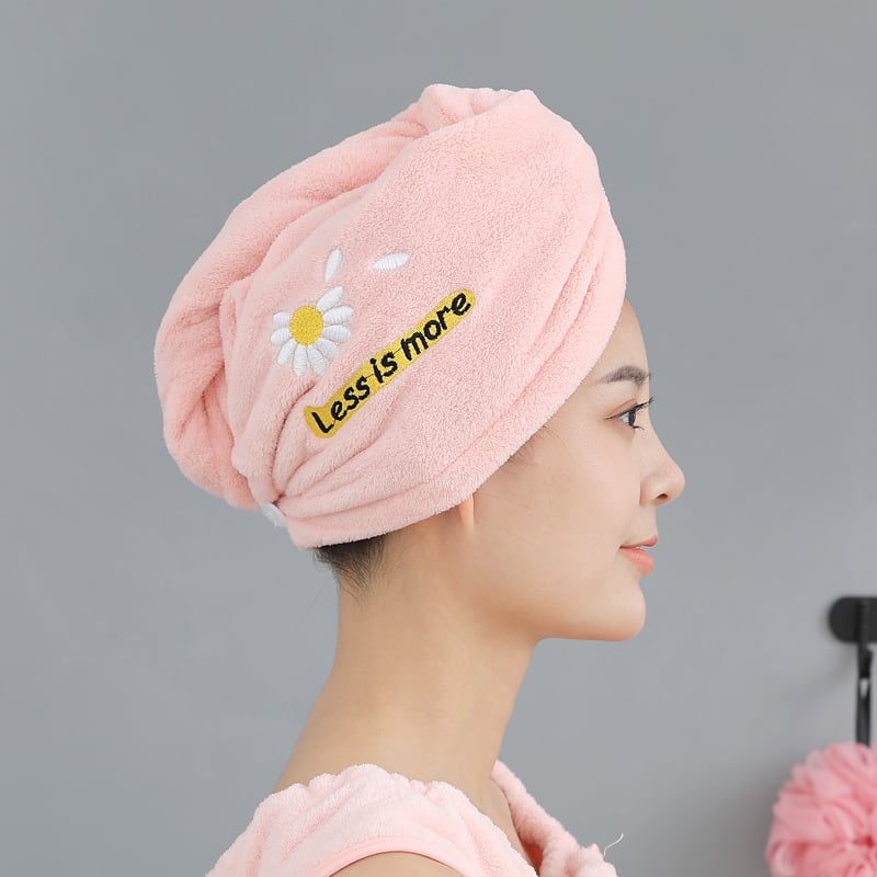 Șapcă pentru păr din fleece coral cu broderie, 150D, 80-99 g
