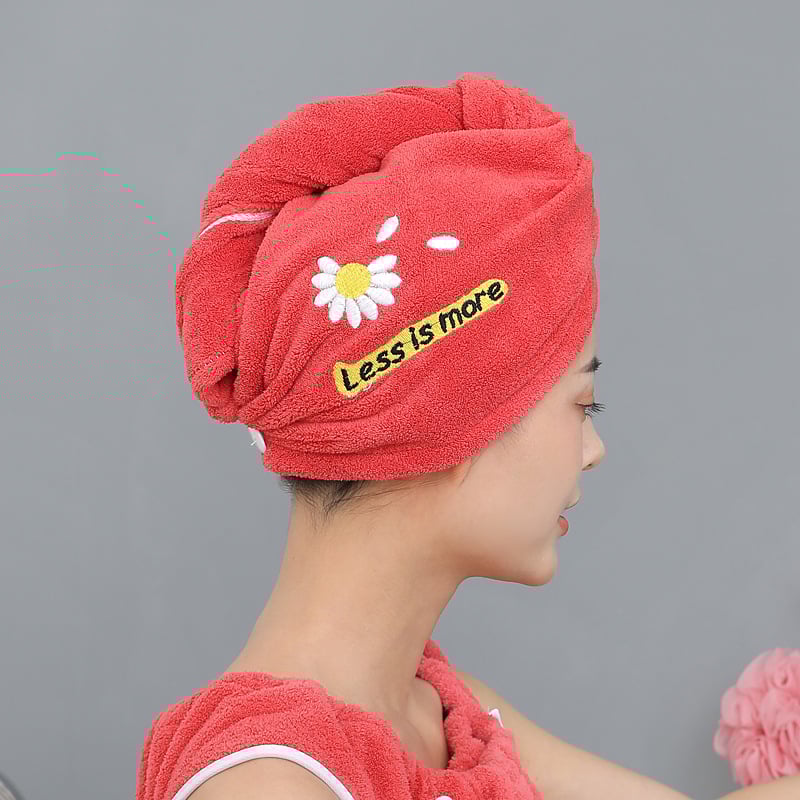 Șapcă pentru păr din fleece coral cu broderie, 150D, 80-99 g