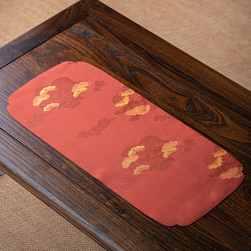 Шантанг чайна подложка, японски стил, памучно-ленена материя, с печатен логотип, за чайна церемония