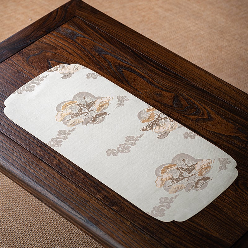 Шантанг чайна подложка, японски стил, памучно-ленена материя, с печатен логотип, за чайна церемония