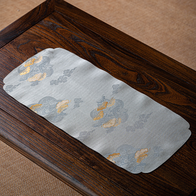 Шантанг чайна подложка, японски стил, памучно-ленена материя, с печатен логотип, за чайна церемония