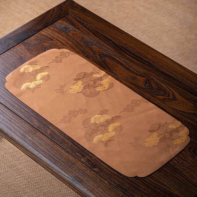 Шантанг чайна подложка, японски стил, памучно-ленена материя, с печатен логотип, за чайна церемония