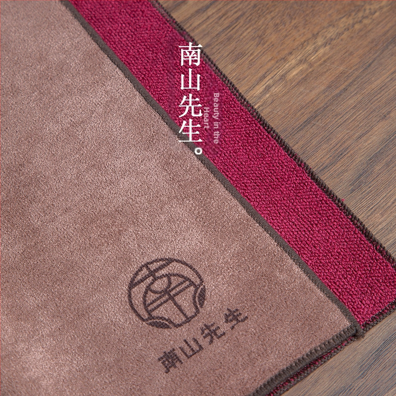 Mr. Nanshan чайна кърпа — платнена, силно попивана, аксесоар за чайна церемония, стил модерен минимализъм, отпечатано лого