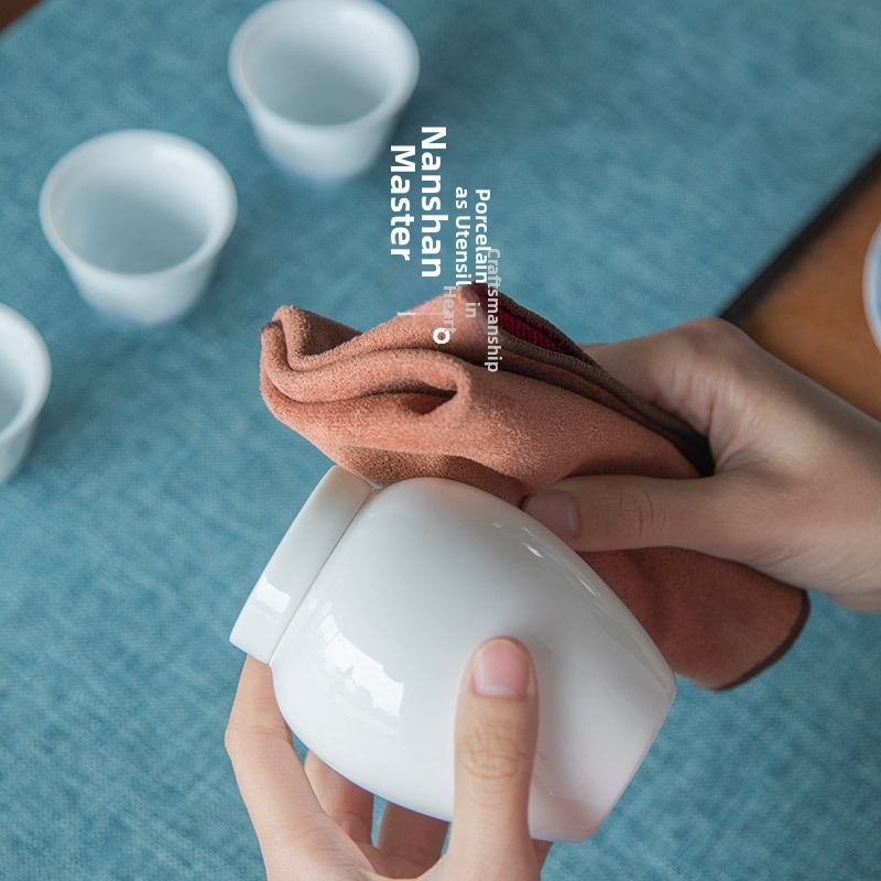 Mr. Nanshan чайна кърпа — платнена, силно попивана, аксесоар за чайна церемония, стил модерен минимализъм, отпечатано лого