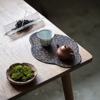 Tealátét — vászon anyag, zen ihletésű, új kínai stílus