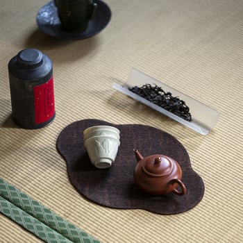 Tealátét — vászon anyag, zen ihletésű, új kínai stílus