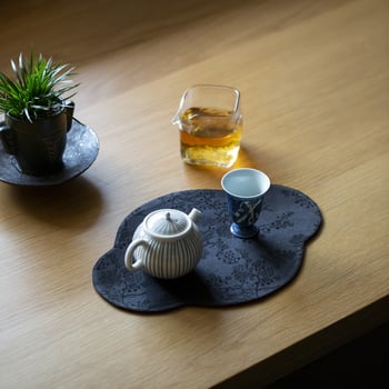 Tealátét — vászon anyag, zen ihletésű, új kínai stílus