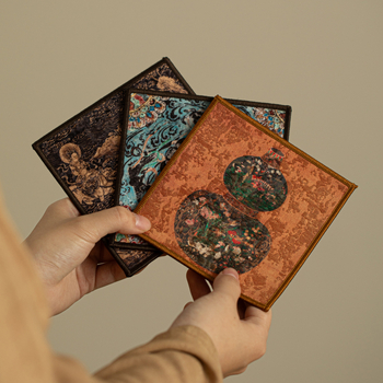 Чайна подложка от плат с мотив Могао пещери, произход Dehua, отпечатано лого, класическа традиция