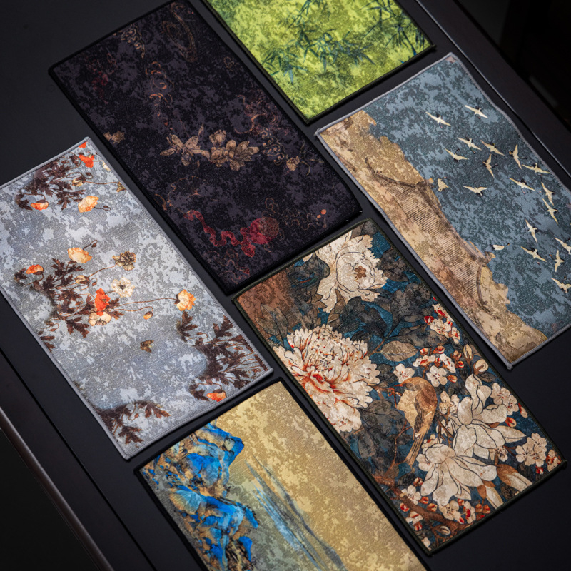 Čajna krpa od tkanine, dvostrana s logom, Novi kineski stil, lansirano, pakiranje 100 komada