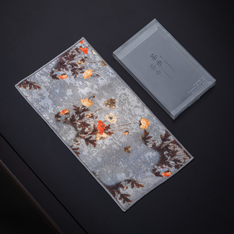 Čajna krpa od tkanine, dvostrana s logom, Novi kineski stil, lansirano, pakiranje 100 komada