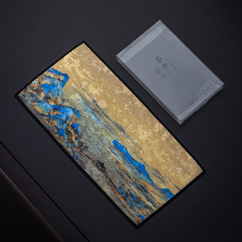 Čajna krpa od tkanine, dvostrana s logom, Novi kineski stil, lansirano, pakiranje 100 komada