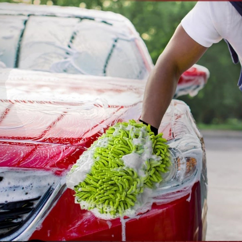 Mănuși pentru spălarea mașinii – Microfibră chenille, anti-zgârieturi, pentru curățare și uscare