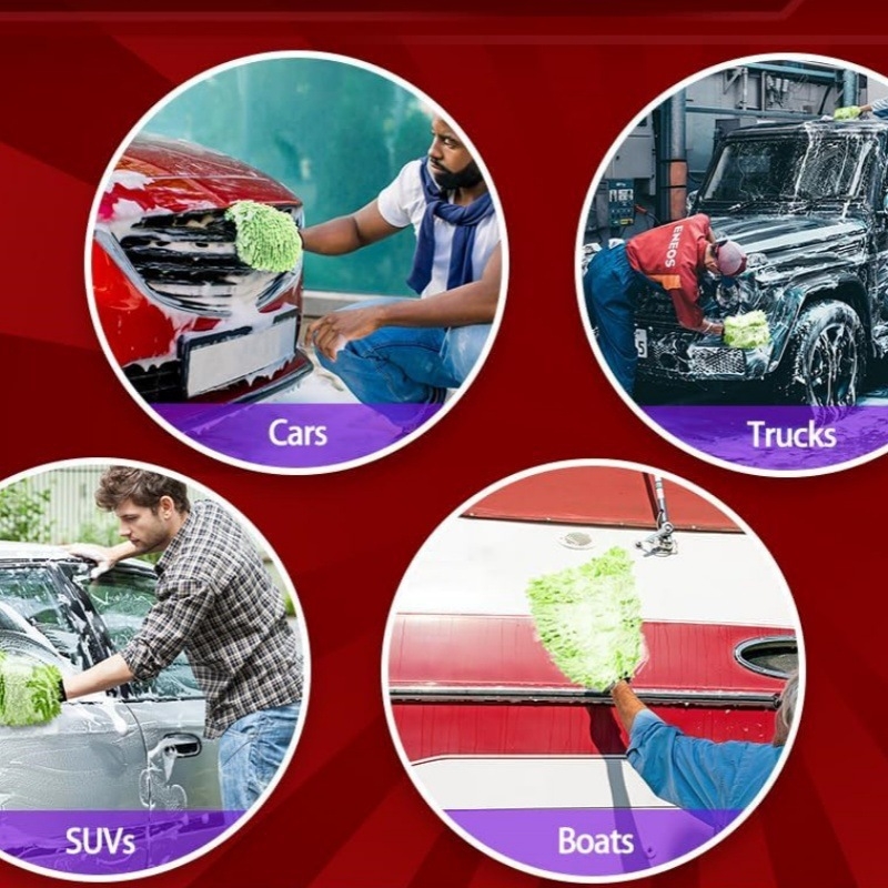 Mănuși pentru spălarea mașinii – Microfibră chenille, anti-zgârieturi, pentru curățare și uscare