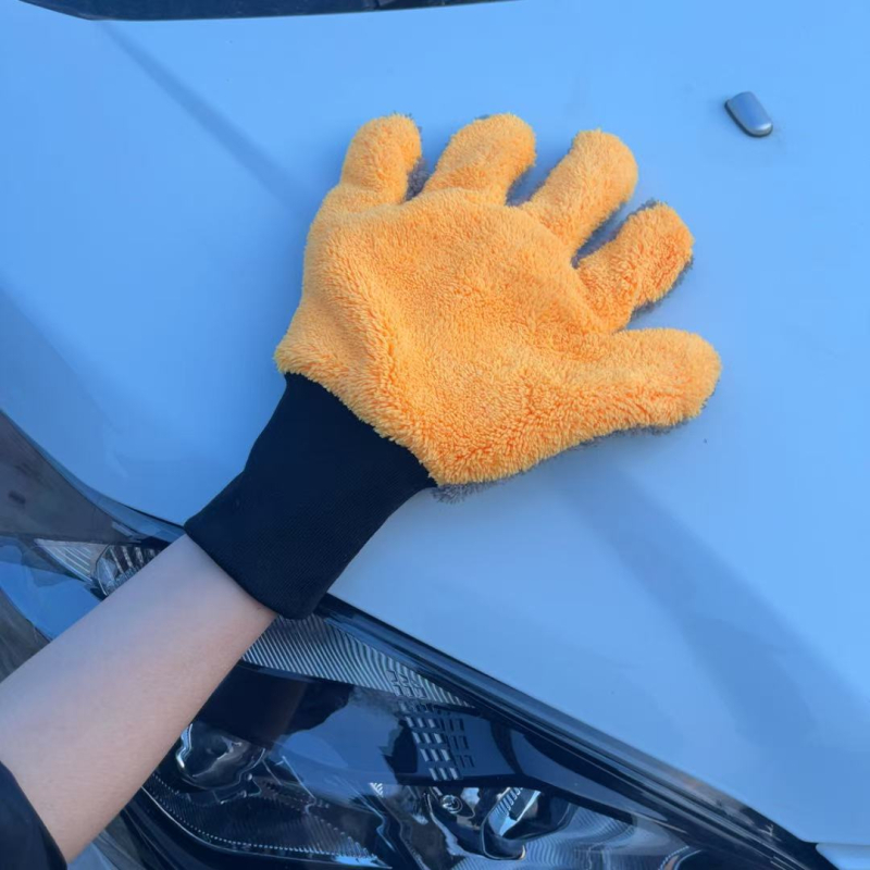 Hi chao Mikrofiber rukavice za čišćenje automobila, pet prstiju, dizajn šape medvjeda, koralni flis