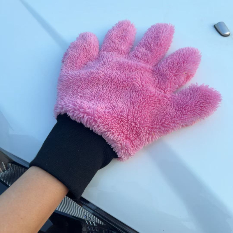 Hi chao Mikrofiber rukavice za čišćenje automobila, pet prstiju, dizajn šape medvjeda, koralni flis