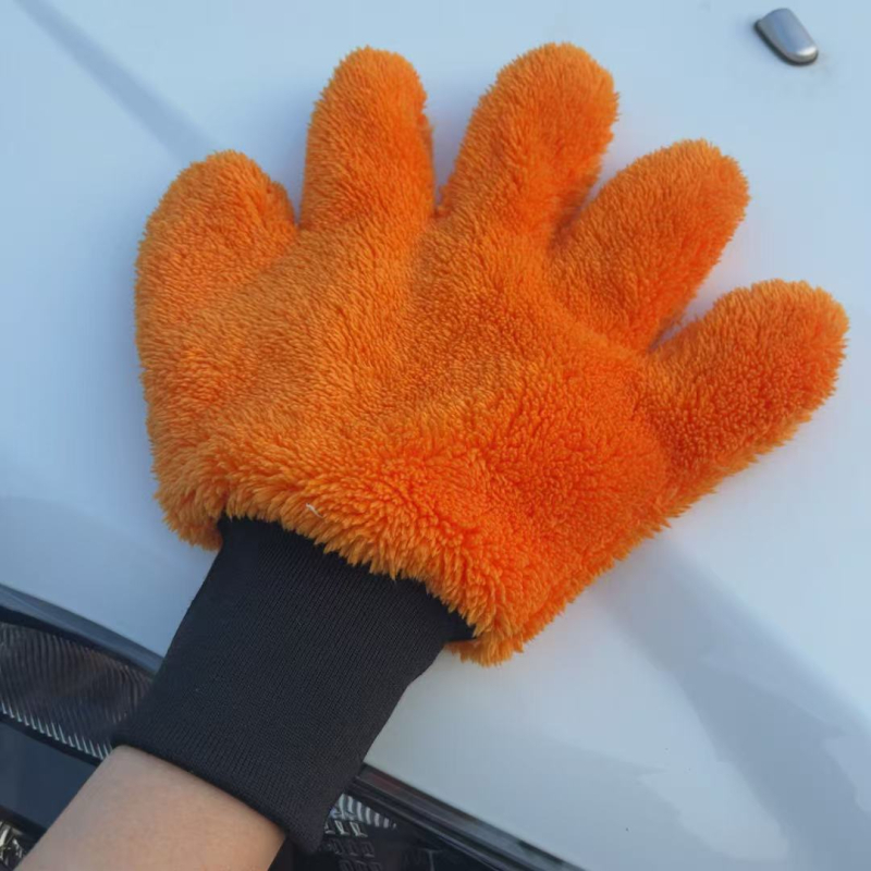 Hi chao Mikrofiber rukavice za čišćenje automobila, pet prstiju, dizajn šape medvjeda, koralni flis