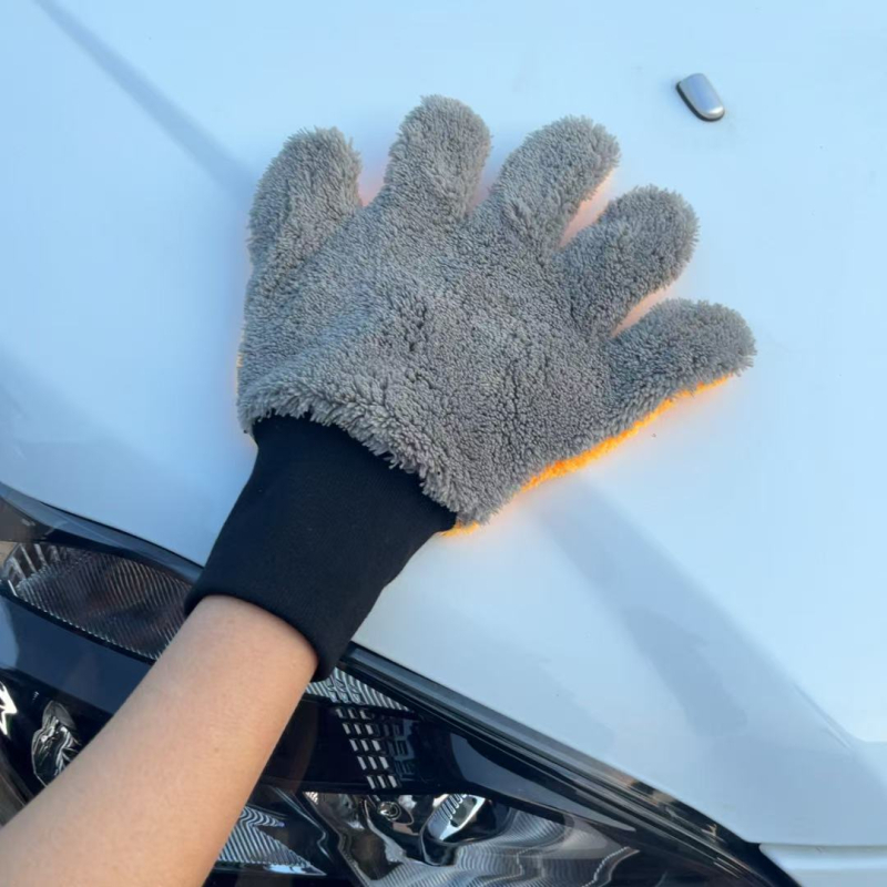 Hi chao Mikrofiber rukavice za čišćenje automobila, pet prstiju, dizajn šape medvjeda, koralni flis