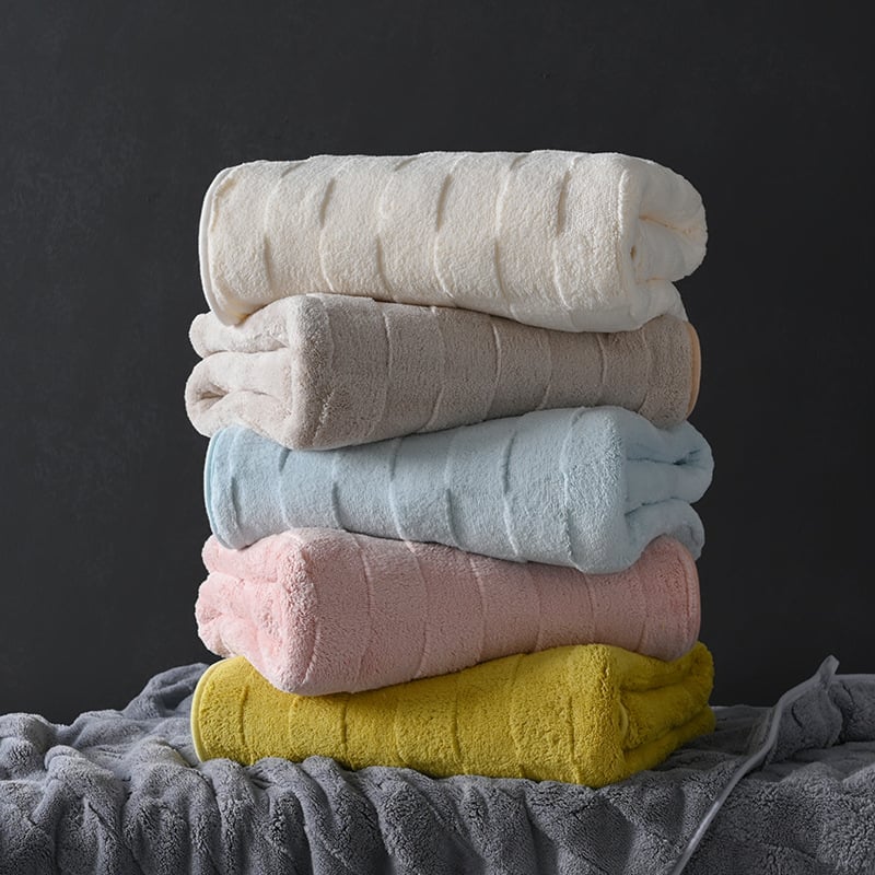 Prosop pentru baie și față din catifea corală, 150D, cusut, 80–100 g, Personalizare disponibilă