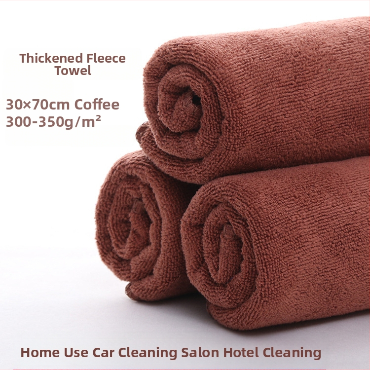 Prosop pentru salon de înfrumusețare din fibre foarte fine, utilizare profesională, absorbție ridicată, textură groasă; Material: 80% poliester; Fire: 21 count; Țesătură: Plain weave; Greutate: 80–100 g; Procesare personalizată: Da