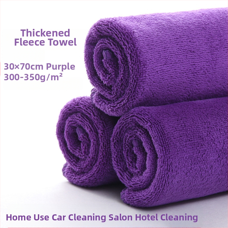 Prosop pentru salon de înfrumusețare din fibre foarte fine, utilizare profesională, absorbție ridicată, textură groasă; Material: 80% poliester; Fire: 21 count; Țesătură: Plain weave; Greutate: 80–100 g; Procesare personalizată: Da