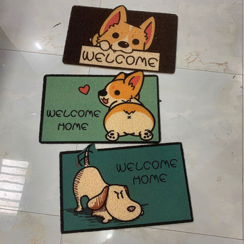 Ieejas paklājs ar karikatūras Corgi - PVC, jaunais Ķīnas stils, Drukāts logotips, Z.X zīmols
