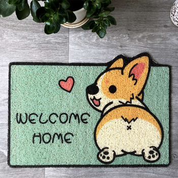Ieejas paklājs ar karikatūras Corgi - PVC, jaunais Ķīnas stils, Drukāts logotips, Z.X zīmols