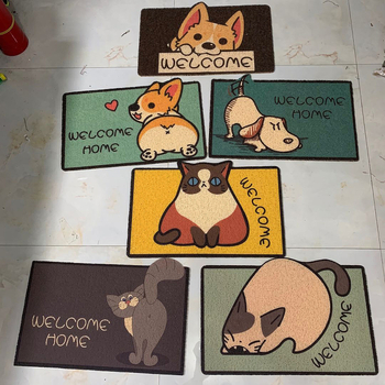 Ieejas paklājs ar karikatūras Corgi - PVC, jaunais Ķīnas stils, Drukāts logotips, Z.X zīmols