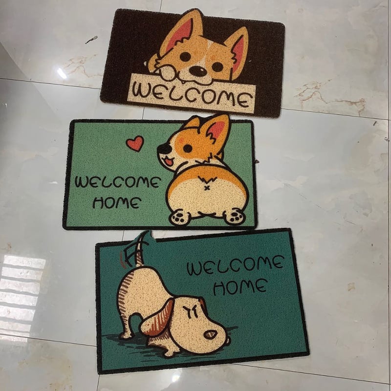 Ieejas paklājs ar karikatūras Corgi - PVC, jaunais Ķīnas stils, Drukāts logotips, Z.X zīmols