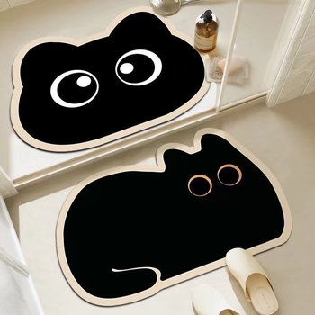 Set de covorașe de podea cu două piese, design cartoon, formă pătrată, material diatom mud, imprimat și țesut, absorbant și antiderapant